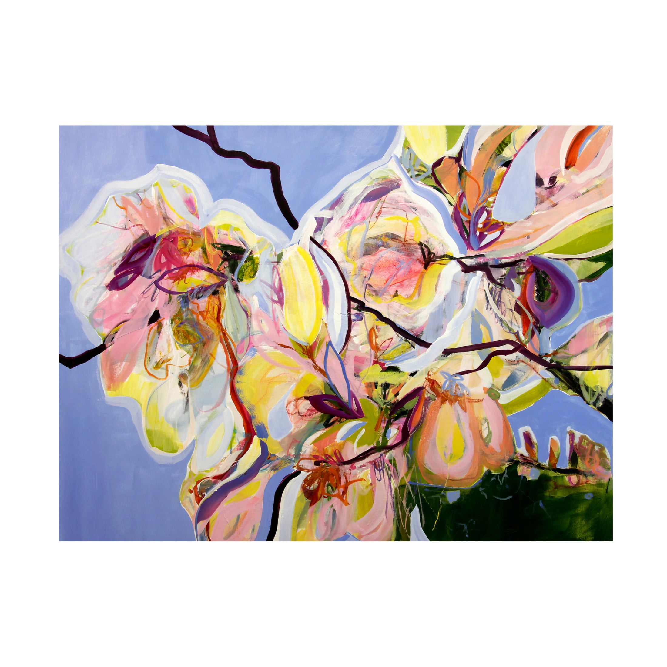 Canvas Wall Art - Kati Bujna 'Cool Spring Blues with Magnolia' Wall Art for Living Room, Bedroom, or Office Décor by Trademark Fine Art - 19 x 14 Inches