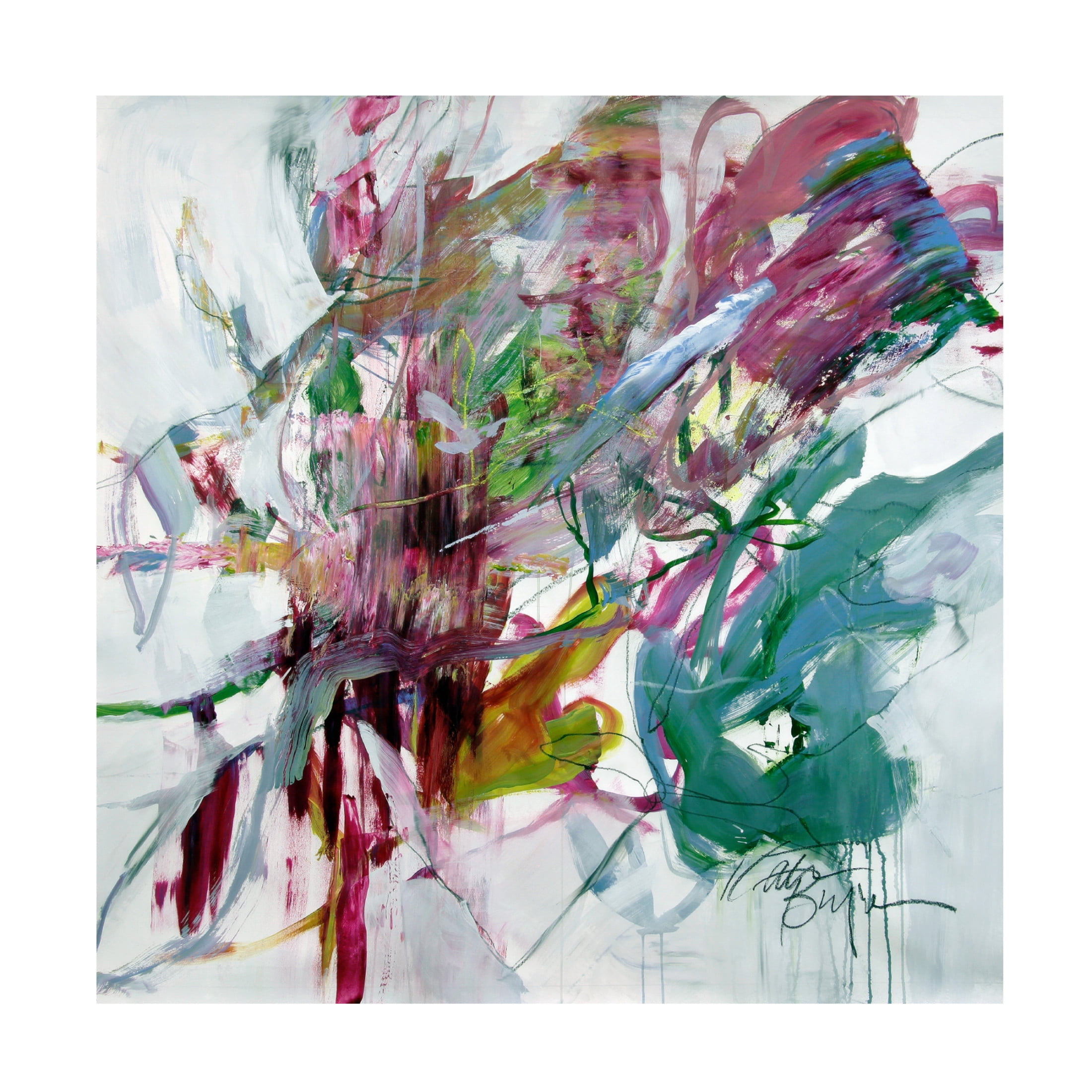 Canvas Wall Art - Kati Bujna 'Magnificent Magenta Magnolia 2' Wall Art for Living Room, Bedroom, or Office Décor by Trademark Fine Art - 18 x 18 Inches