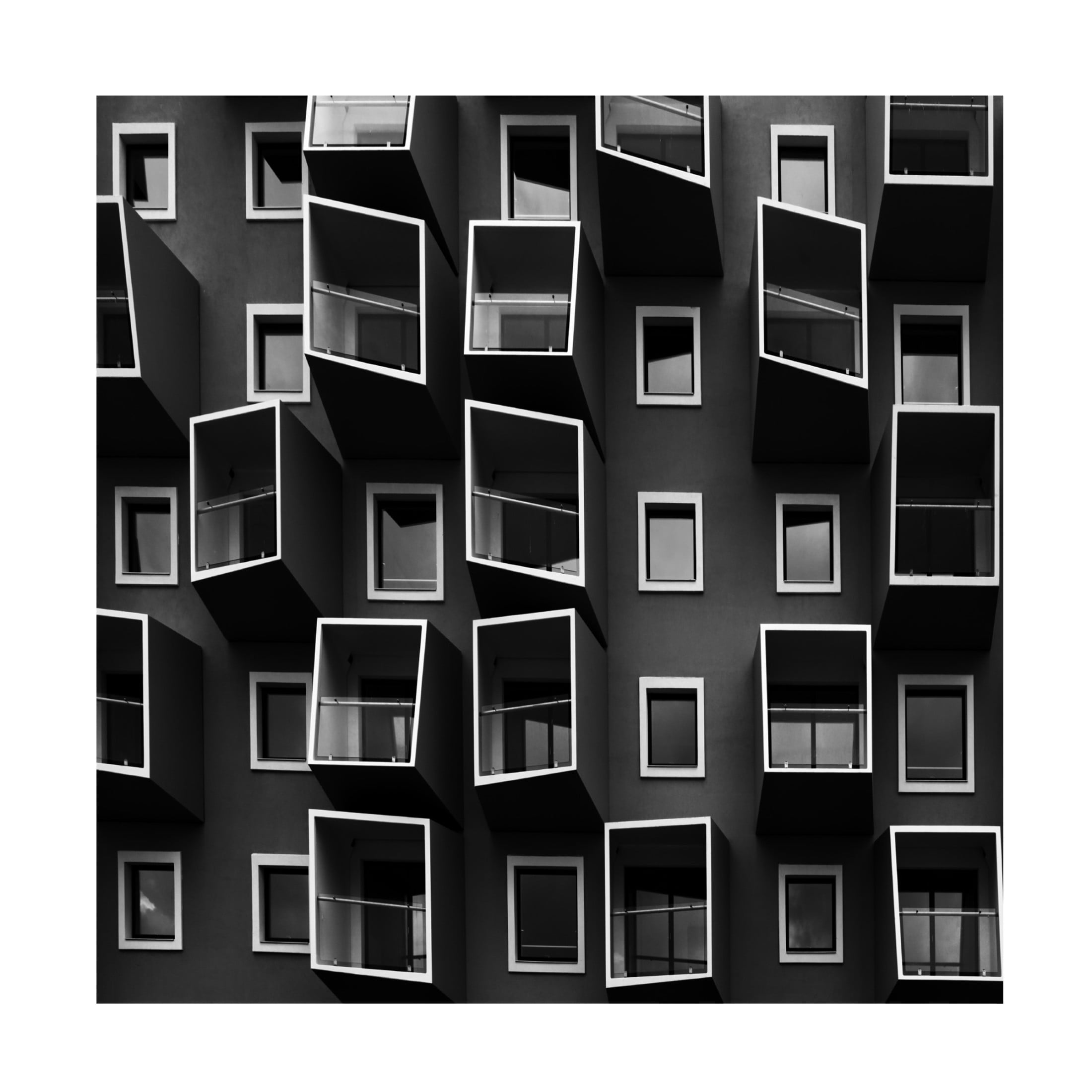 Canvas Wall Art - Kent Mathiesen 'Living In Boxes' Wall Art for Living Room, Bedroom, or Office D?cor by Trademark Fine Art - 35 x 35 Inches