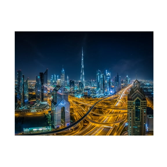 Canvas Wall Art - Khalid Jamal 'Blue City' Wall Art for Living Room, Bedroom, or Office Décor by Trademark Fine Art - 19 x 14 Inches