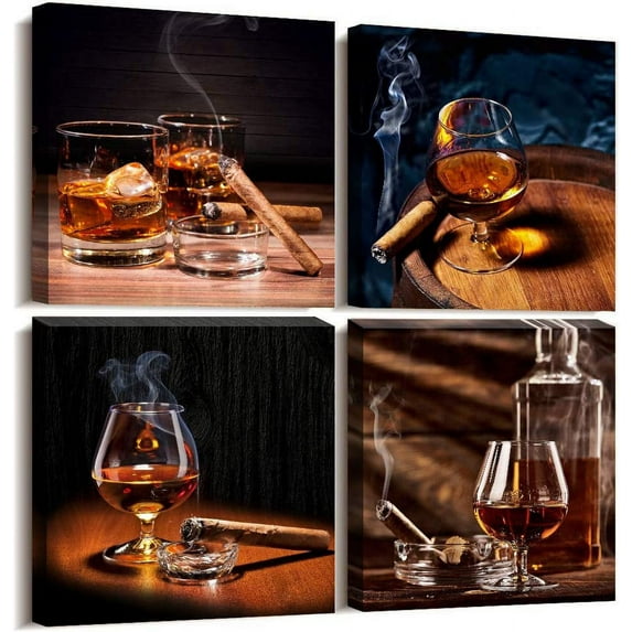 Canvas Wall Art for Kitchen Canvas Prints Artwork Dining Room Wall Decor modern Life Wine glass Picture Watercolor painting 4 Pieces Framed family restaurant wall decorations bar Home Decor Works