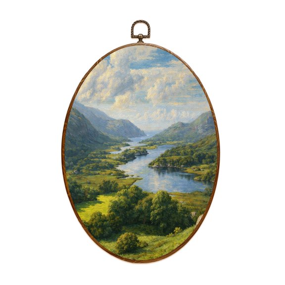 Canvas Wall Art Lakes Killarney Ring County Ireland Oval Framed Canvas Prints Vintage Wall Hanging Decor for Home Bathroom Decorations Gift for Mom Women 8.6"x11.4"
