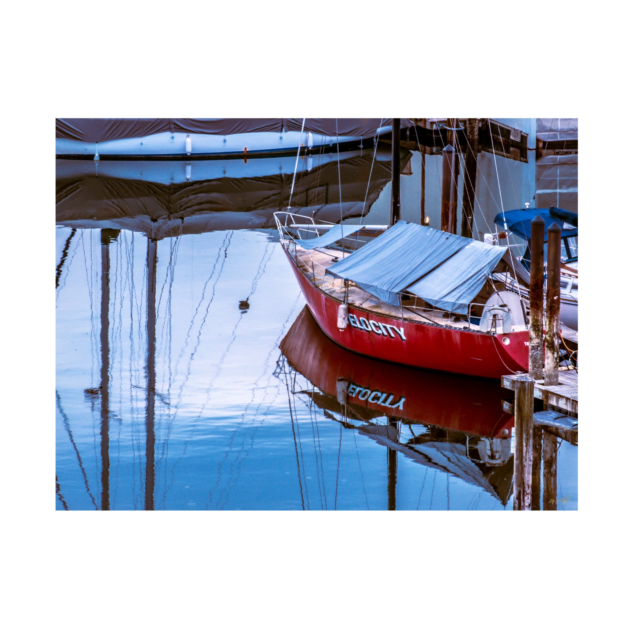 Canvas Wall Art - Life BeautifuLEE 'Red Sail Boat' Wall Art for Living Room, Bedroom, or Office Décor by Trademark Fine Art - 47 x 35 Inches