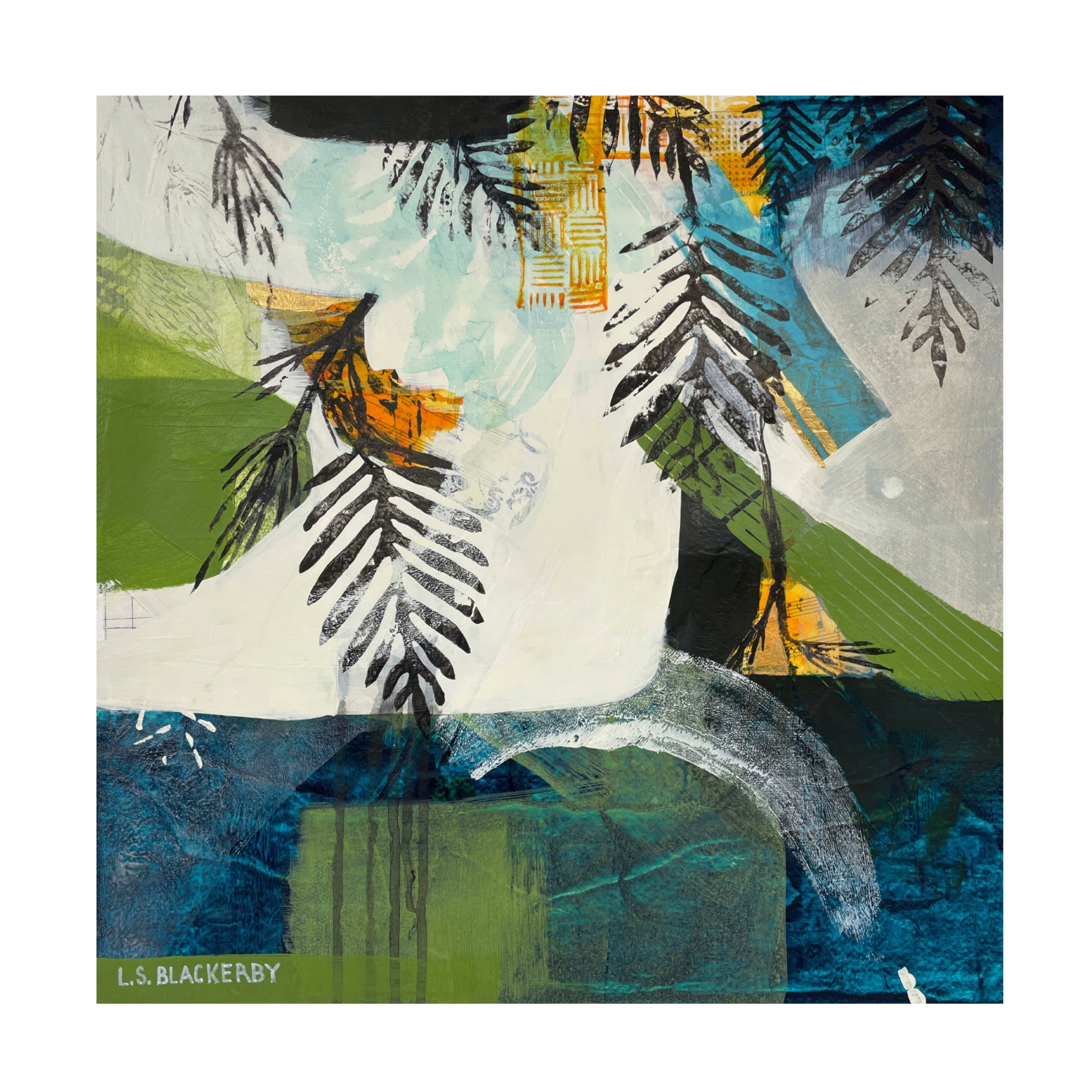 Canvas Wall Art - Linda S. Blackerby 'Woodlands Mountain Lake 4' Wall Art for Living Room, Bedroom, or Office Décor by Trademark Fine Art - 24 x 24 Inches