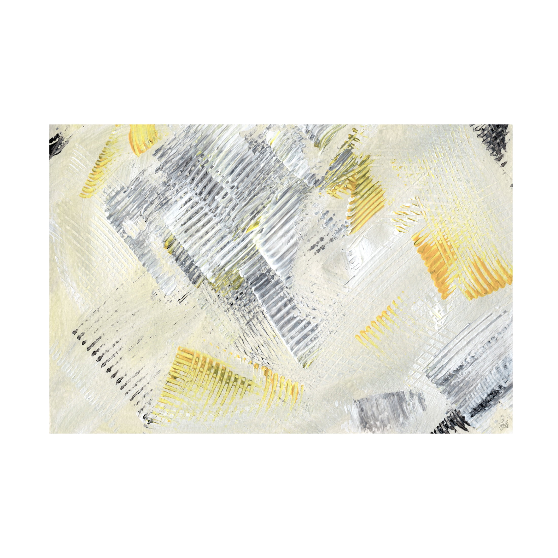Canvas Wall Art - Line and Brush 'Butter Yellow and Raking 2' Wall Art for Living Room, Bedroom, or Office Décor by Trademark Fine Art - 19 x 12 Inches