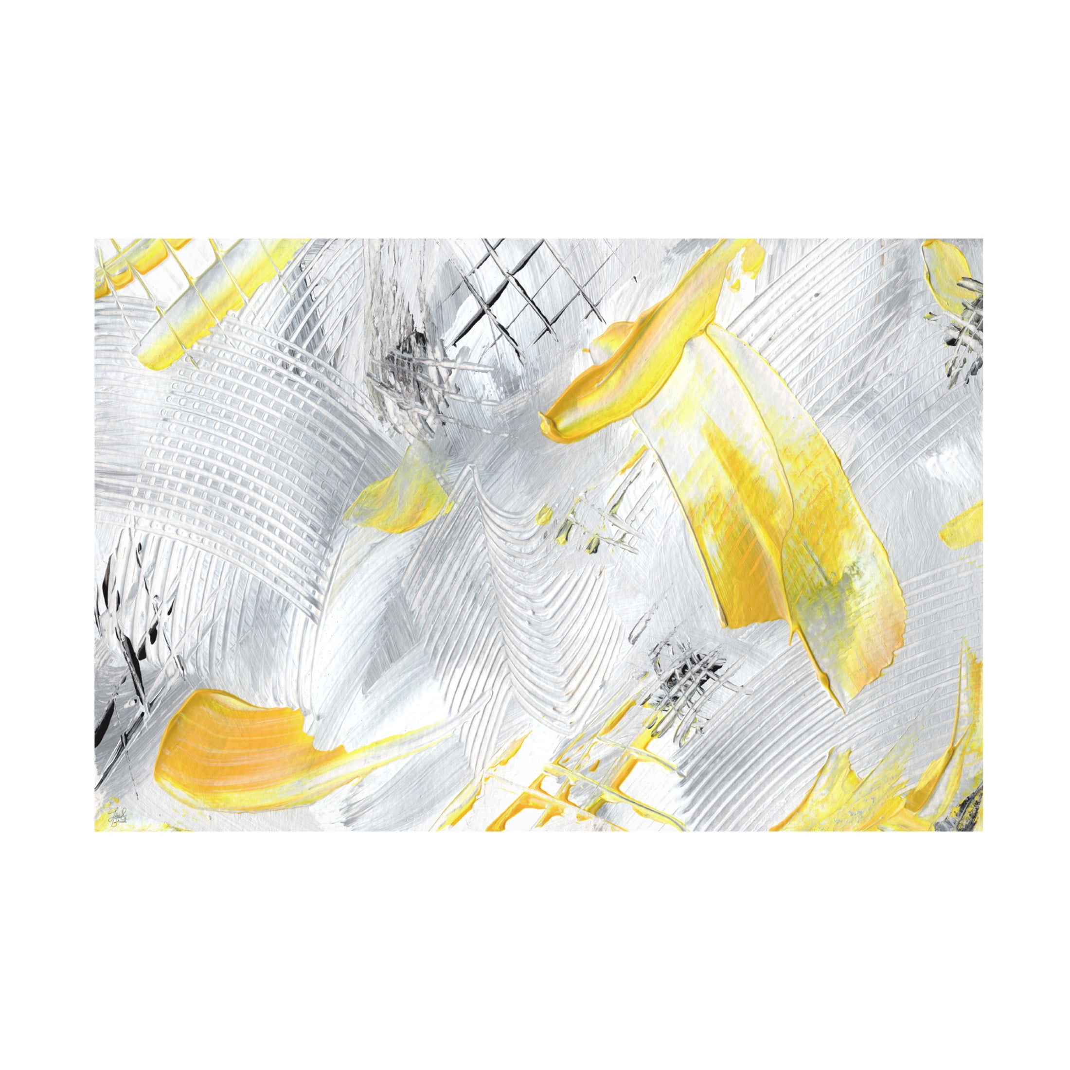 Canvas Wall Art - Line and Brush 'Butter Yellow and Raking 3' Wall Art for Living Room, Bedroom, or Office Décor by Trademark Fine Art - 24 x 16 Inches