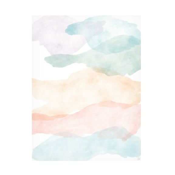 Canvas Wall Art - Line and Brush 'Rainbow Water Landscape 1' Wall Art for Living Room, Bedroom, or Office Décor by Trademark Fine Art - 14 x 19 Inches