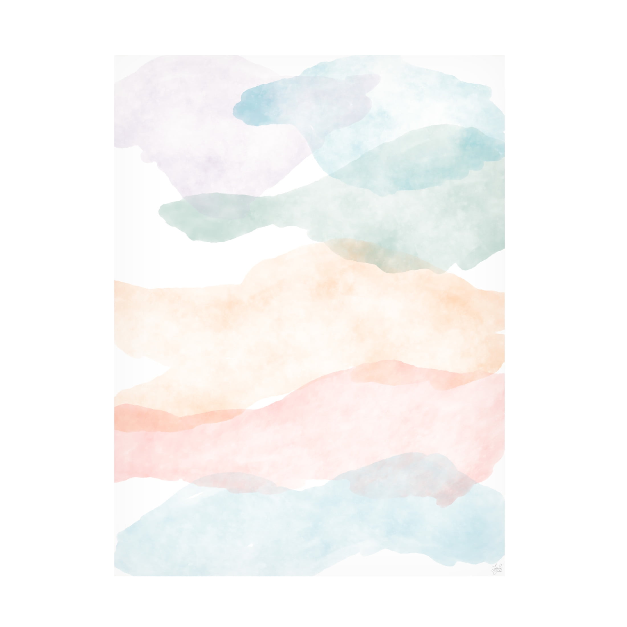 Canvas Wall Art - Line and Brush 'Rainbow Water Landscape 1' Wall Art for Living Room, Bedroom, or Office Décor by Trademark Fine Art - 35 x 47 Inches