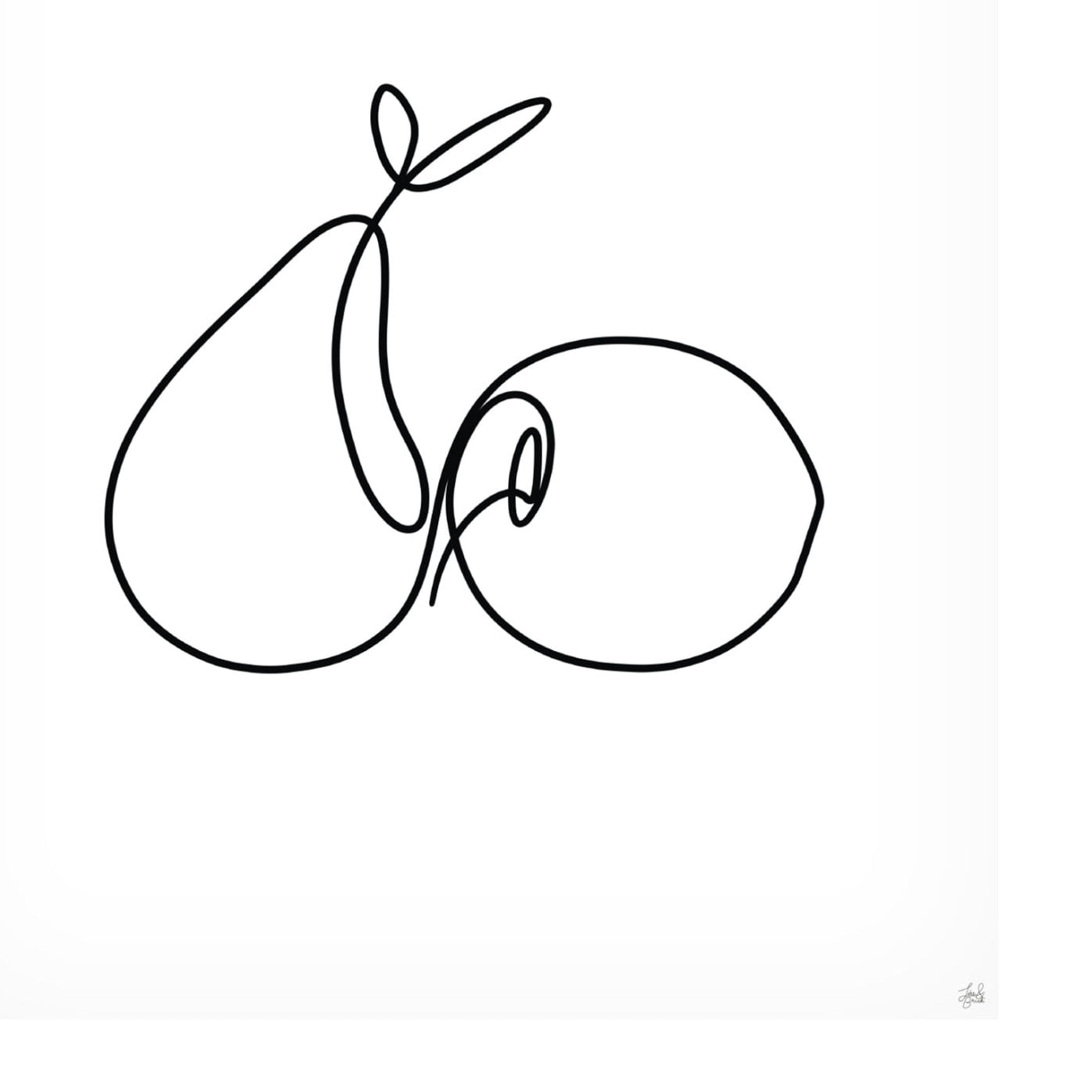 Canvas Wall Art - Line and Brush 'Still Life Pear and Apple' Wall Art for Living Room, Bedroom, or Office Décor by Trademark Fine Art - 35 x 47 Inches