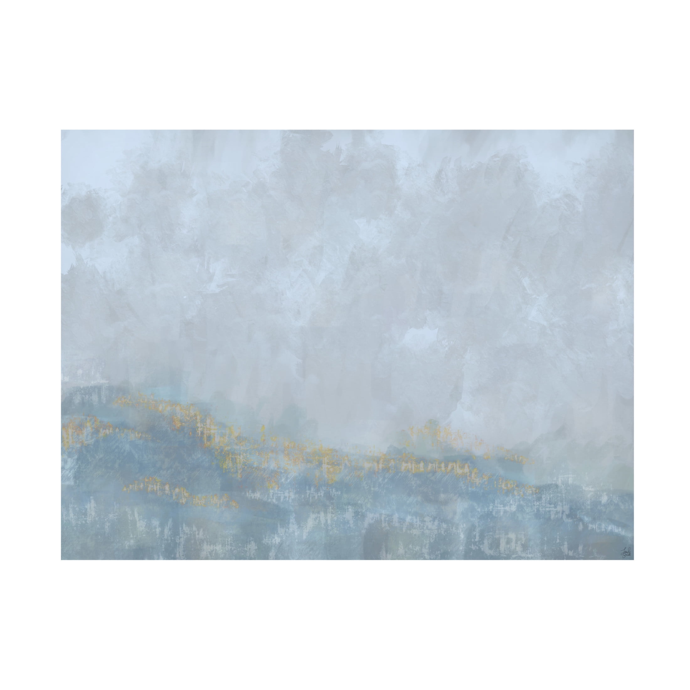 Canvas Wall Art - Line and Brush 'Big Brush Blue Hillside' Wall Art for Living Room, Bedroom, or Office Décor by Trademark Fine Art - 47 x 35 Inches