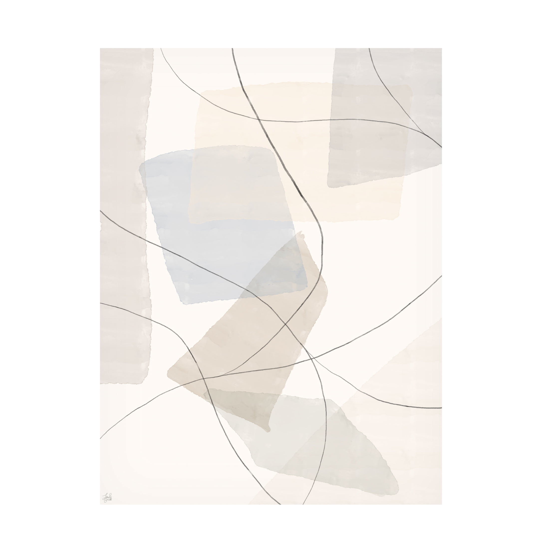Canvas Wall Art - Line and Brush 'Blocks & Lines 1' Wall Art for Living Room, Bedroom, or Office Décor by Trademark Fine Art - 14 x 19 Inches