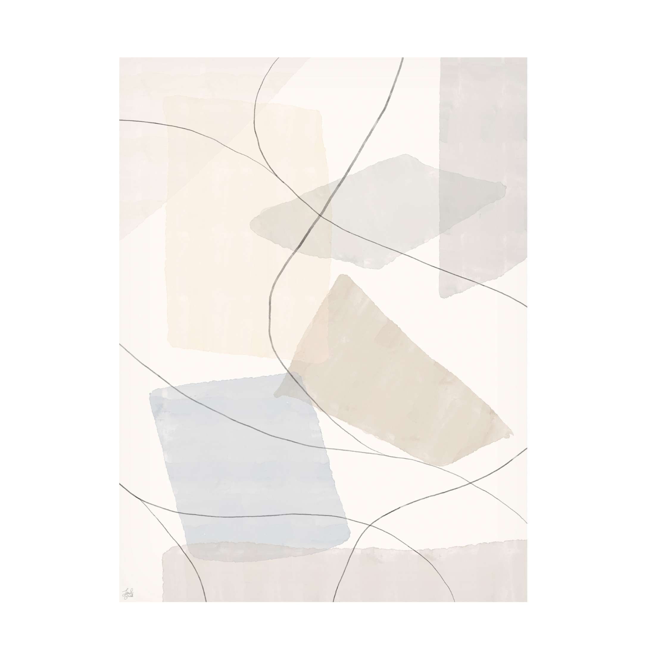 Canvas Wall Art - Line and Brush 'Blocks & Lines 2' Wall Art for Living Room, Bedroom, or Office Décor by Trademark Fine Art - 24 x 32 Inches