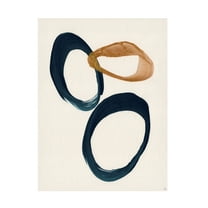 Canvas Wall Art - Line and Brush 'Blue 2 Gold 1 Circles 3' Wall Art for Living Room, Bedroom, or Office Décor by Trademark Fine Art - 14 x 19 Inches