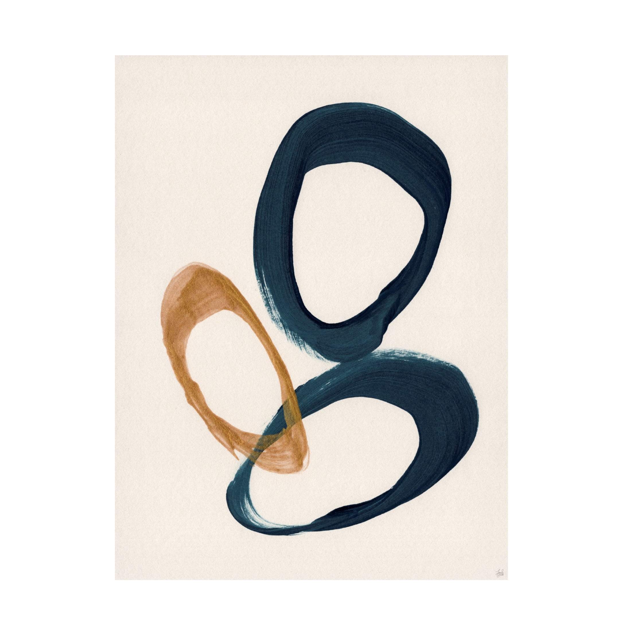 Canvas Wall Art - Line and Brush 'Blue 2 Gold 1 Circles 4' Wall Art for Living Room, Bedroom, or Office Décor by Trademark Fine Art - 18 x 24 Inches