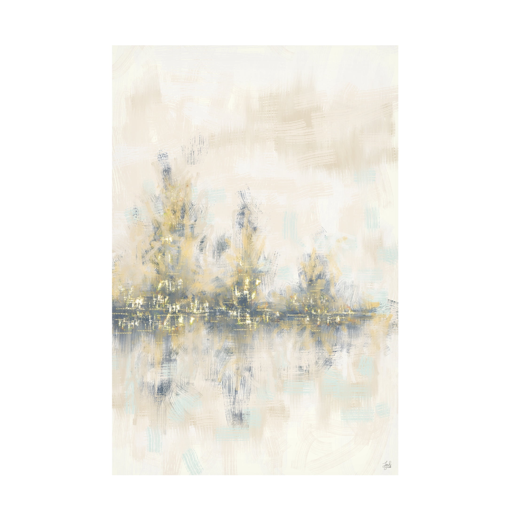 Canvas Wall Art - Line and Brush 'Blue Golden Rake Forest' Wall Art for Living Room, Bedroom, or Office Décor by Trademark Fine Art - 12 x 19 Inches