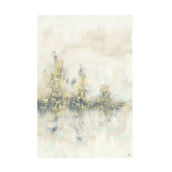 Canvas Wall Art - Line and Brush 'Blue Golden Rake Forest' Wall Art for Living Room, Bedroom, or Office Décor by Trademark Fine Art - 16 x 24 Inches