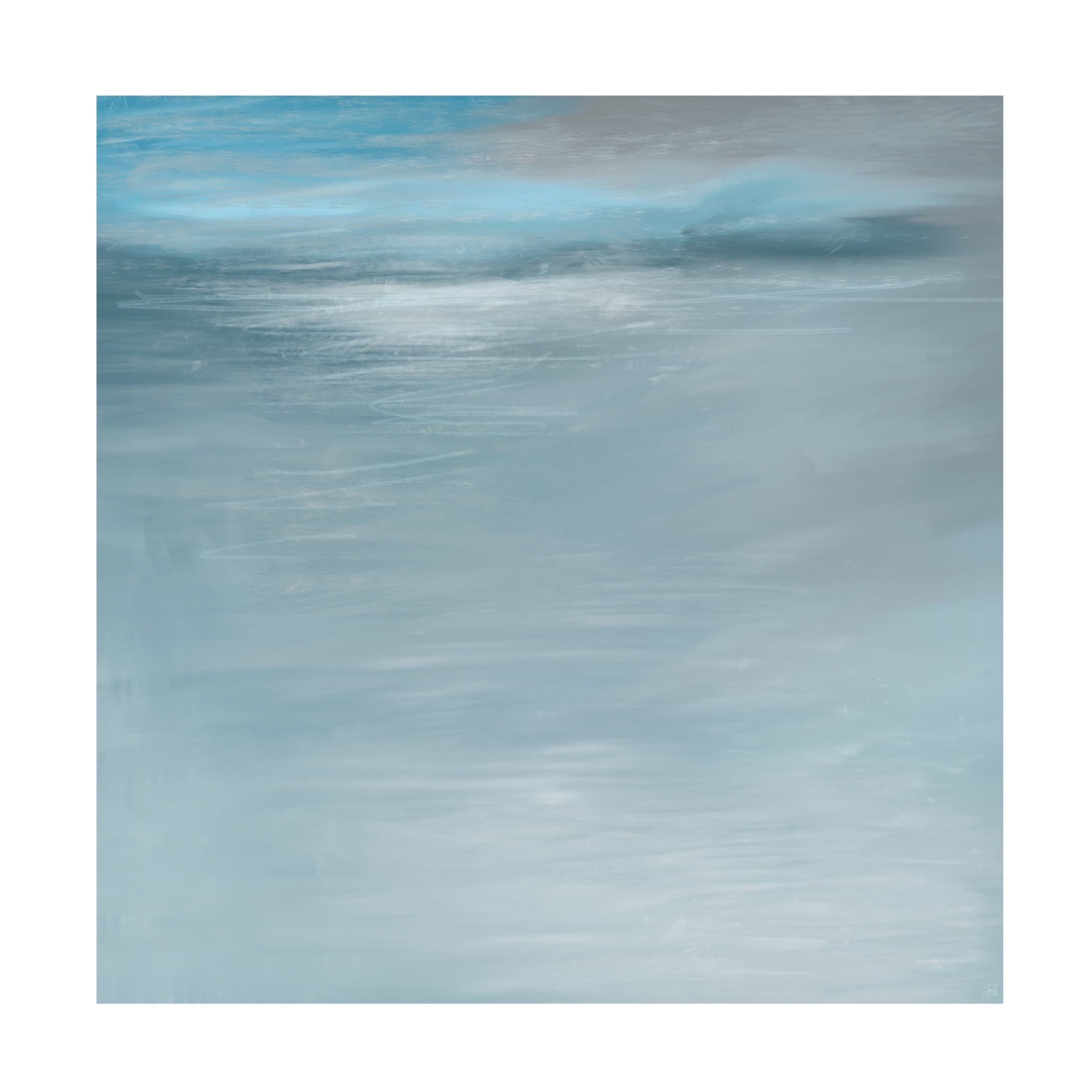 Canvas Wall Art - Line and Brush 'Blue Setting' Wall Art for Living Room, Bedroom, or Office Décor by Trademark Fine Art - 18 x 18 Inches
