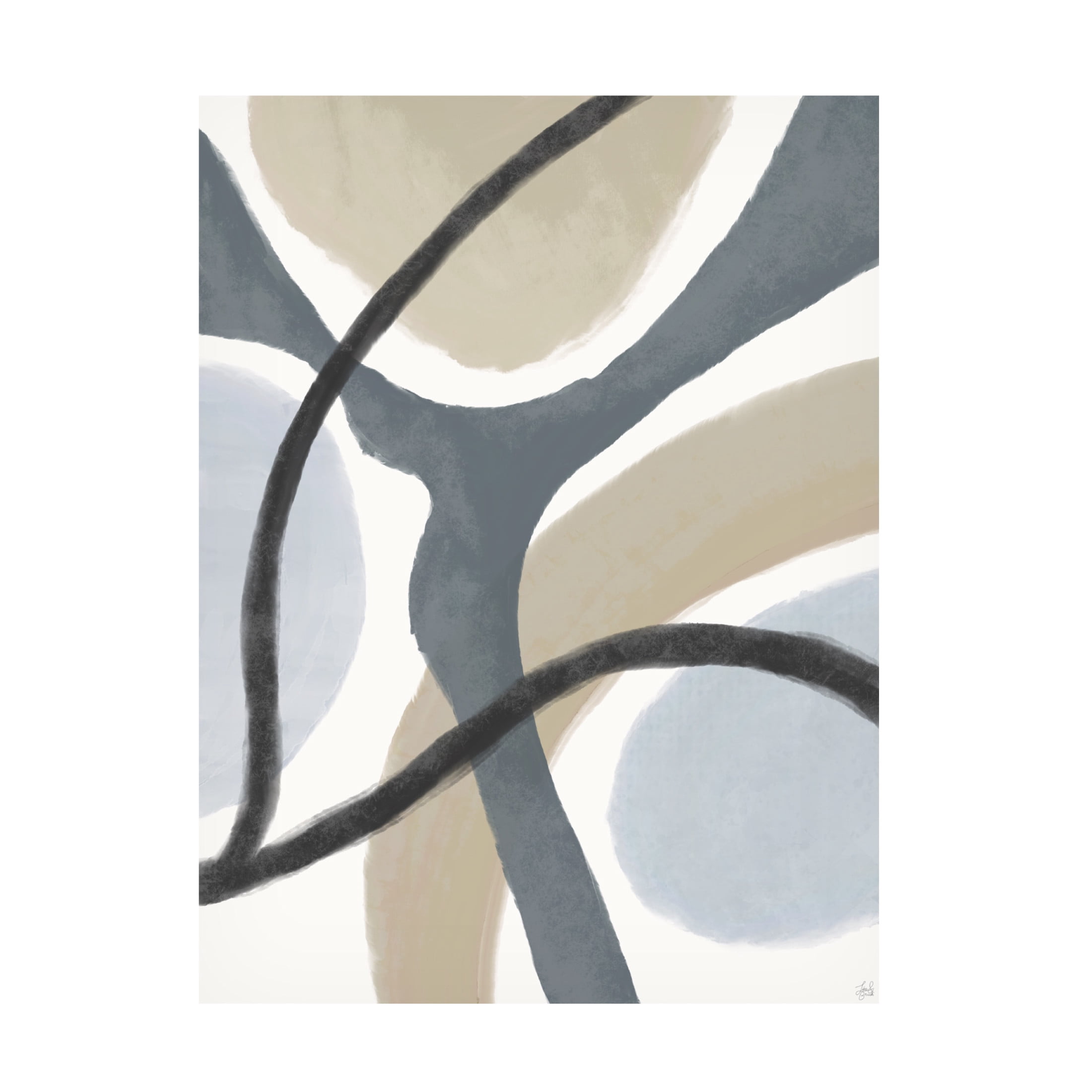 Canvas Wall Art - Line and Brush 'Blues N Shapes 1' Wall Art for Living Room, Bedroom, or Office Décor by Trademark Fine Art - 24 x 32 Inches