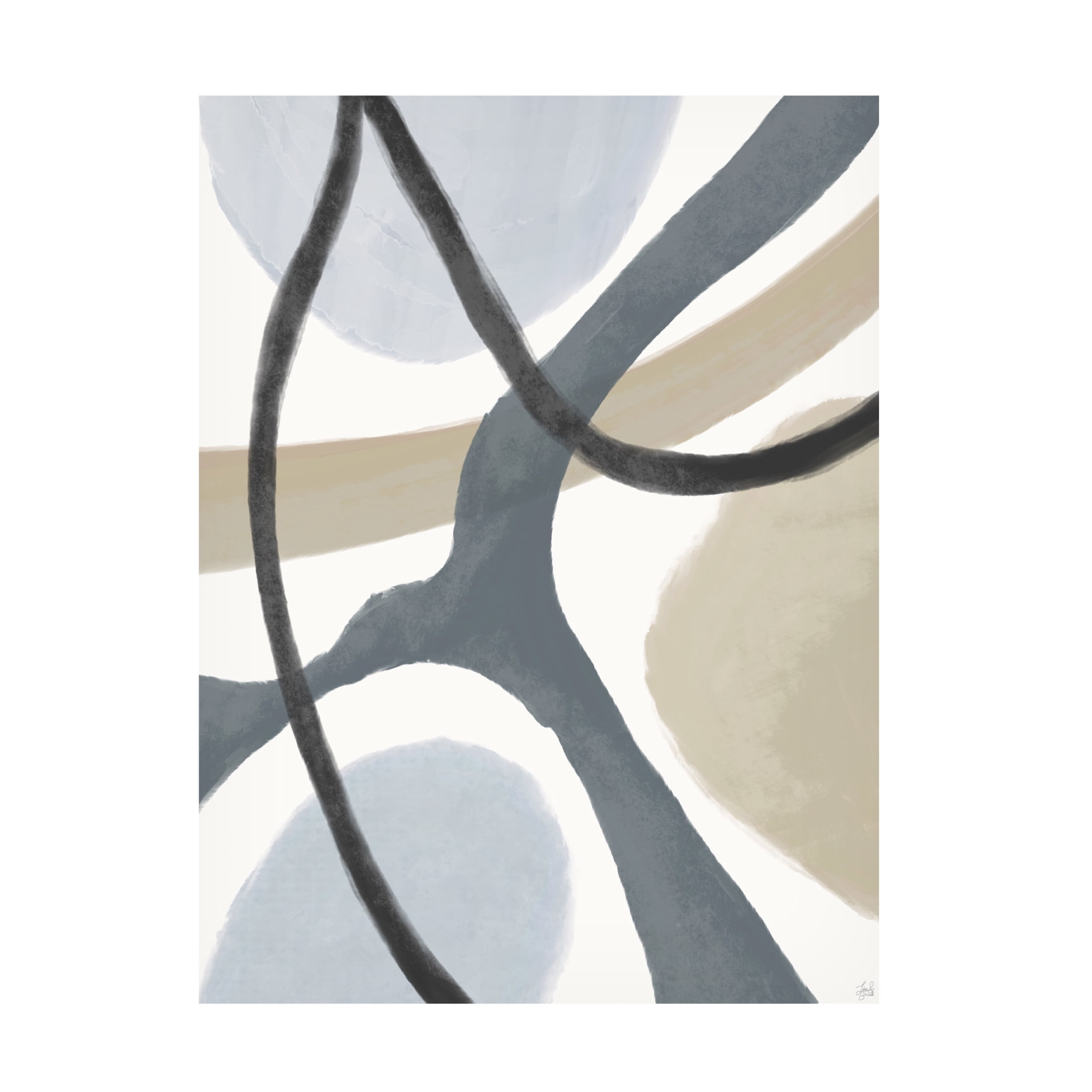 Canvas Wall Art - Line and Brush 'Blues N Shapes 2' Wall Art for Living Room, Bedroom, or Office Décor by Trademark Fine Art - 18 x 24 Inches