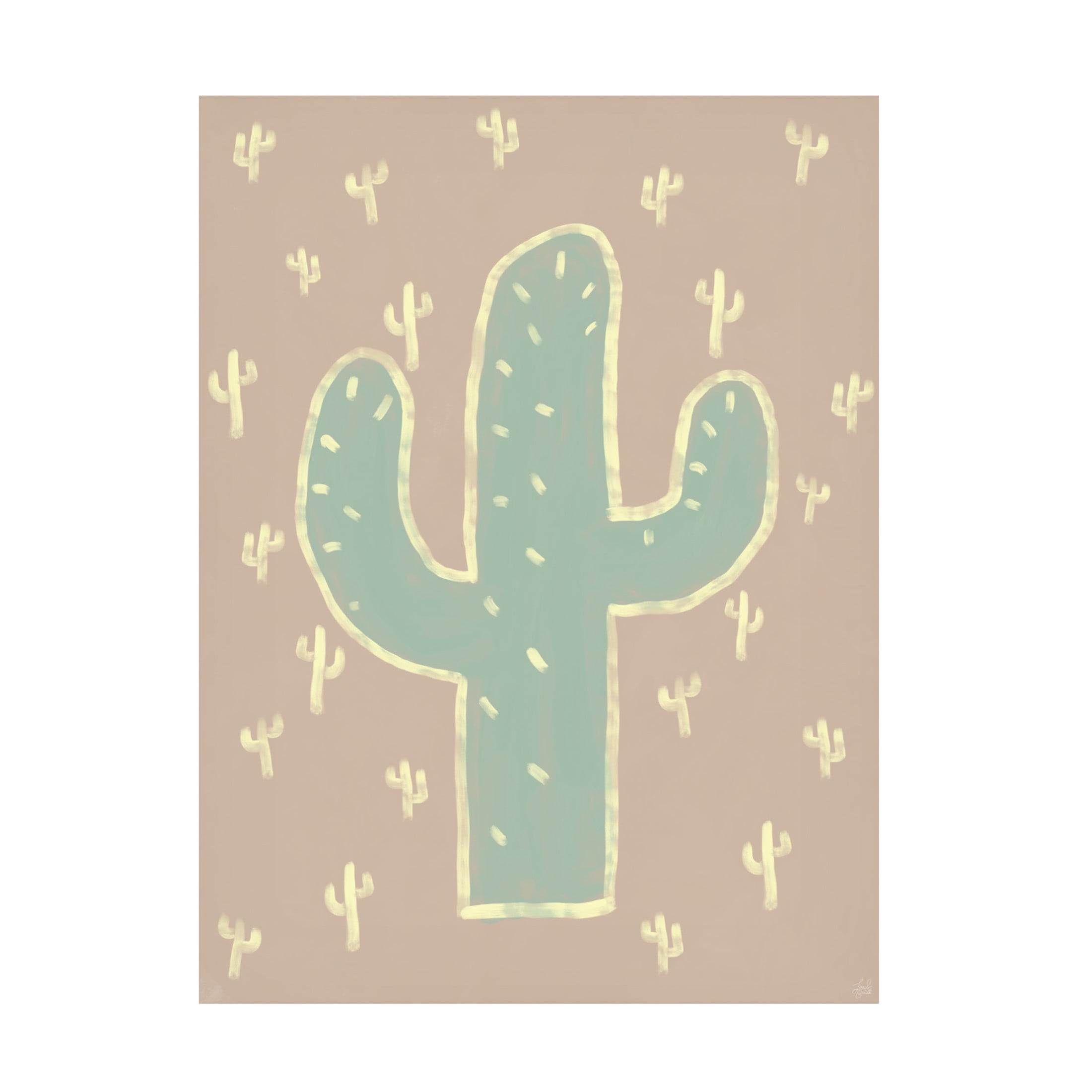 Canvas Wall Art - Line and Brush 'Cacti Fun' Wall Art for Living Room, Bedroom, or Office Décor by Trademark Fine Art - 14 x 19 Inches