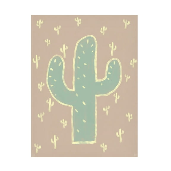 Canvas Wall Art - Line and Brush 'Cacti Fun' Wall Art for Living Room, Bedroom, or Office Décor by Trademark Fine Art - 14 x 19 Inches