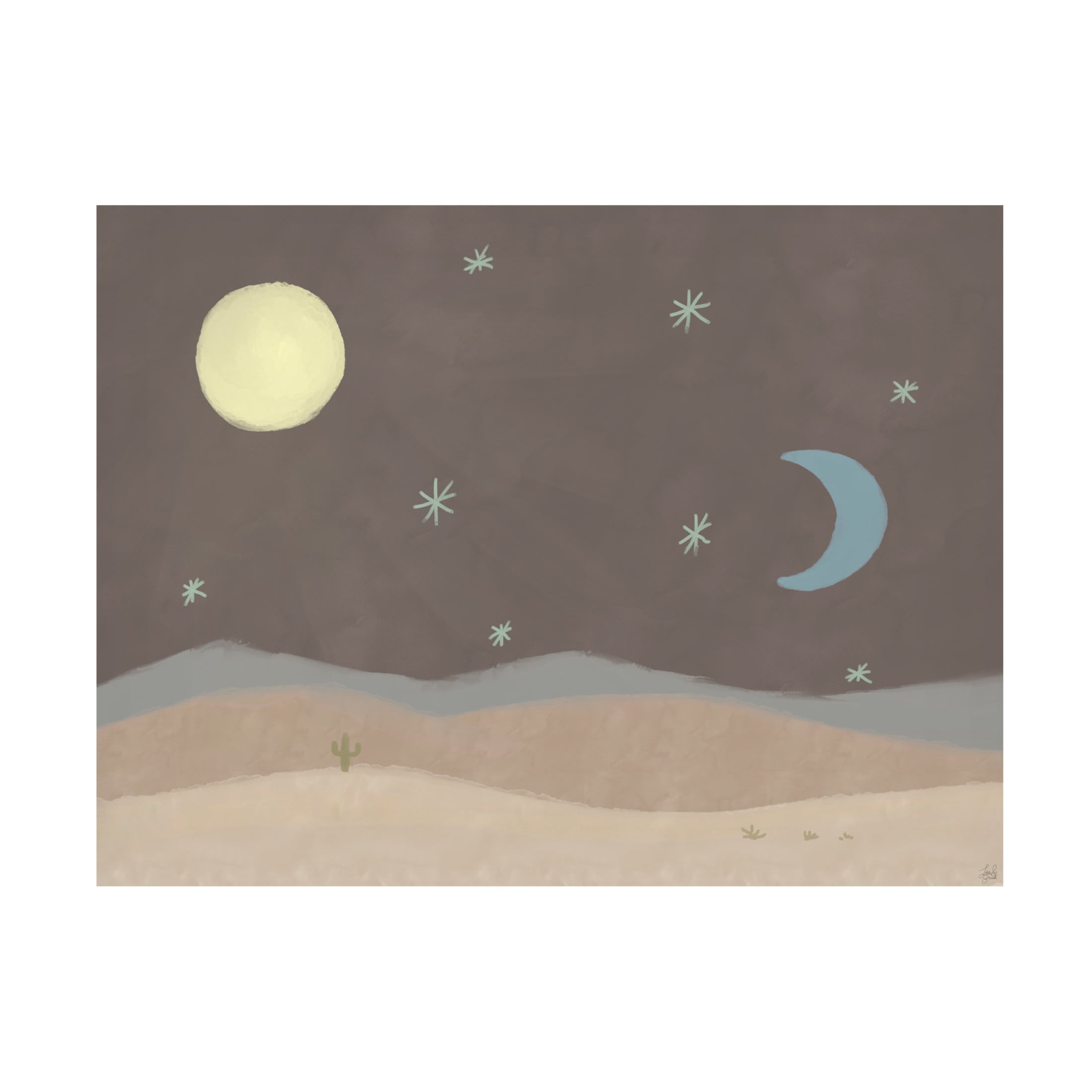 Canvas Wall Art - Line and Brush 'Calm Desert Landscape ' Wall Art for Living Room, Bedroom, or Office Décor by Trademark Fine Art - 19 x 14 Inches