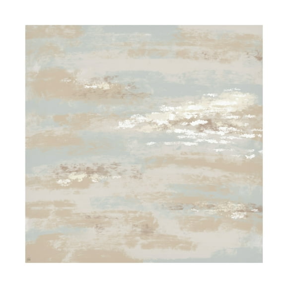 Canvas Wall Art - Line and Brush 'Earth and Clouds' Wall Art for Living Room, Bedroom, or Office Décor by Trademark Fine Art - 14 x 14 Inches