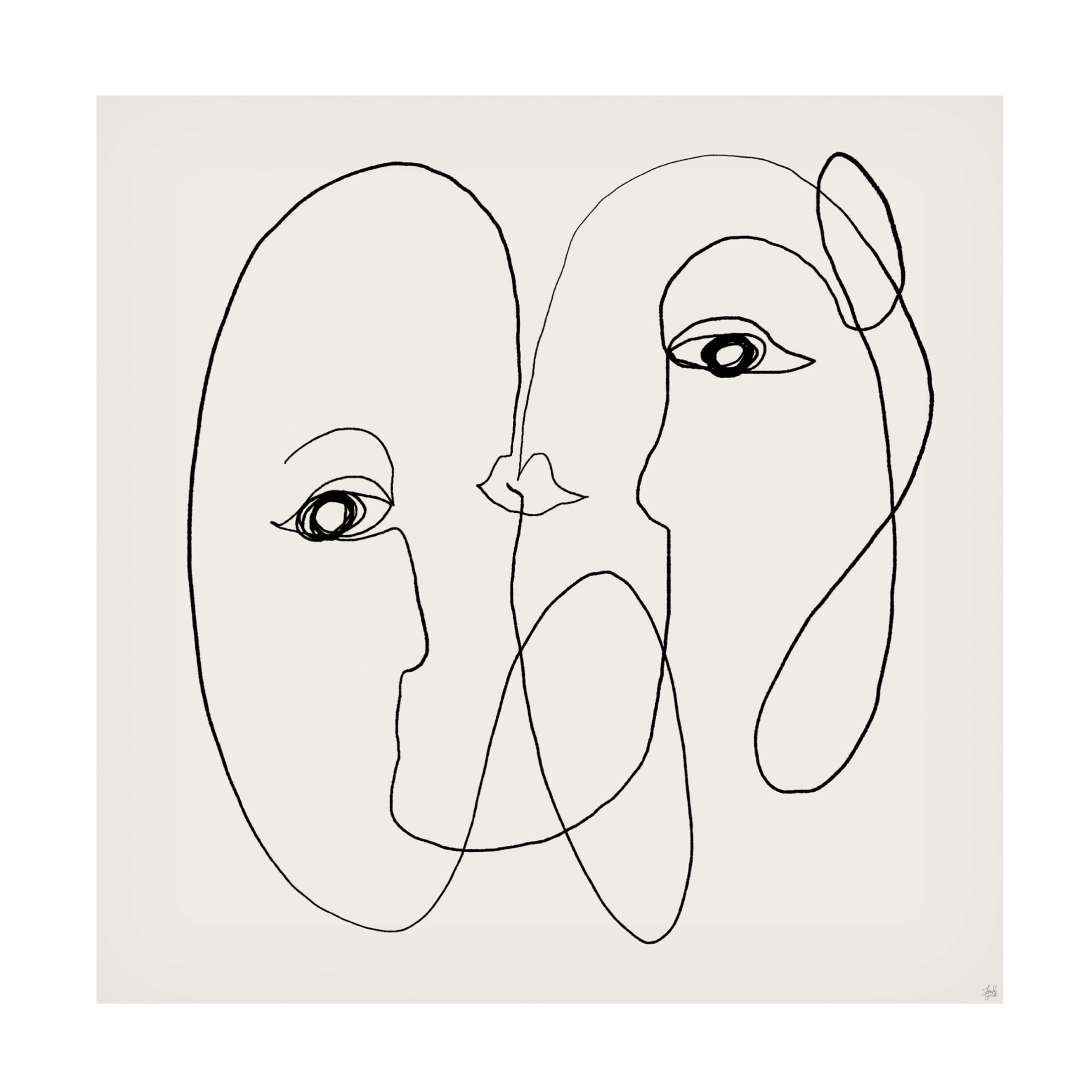 Canvas Wall Art - Line and Brush 'Face Explorations 9' Wall Art for Living Room, Bedroom, or Office Décor by Trademark Fine Art - 35 x 35 Inches