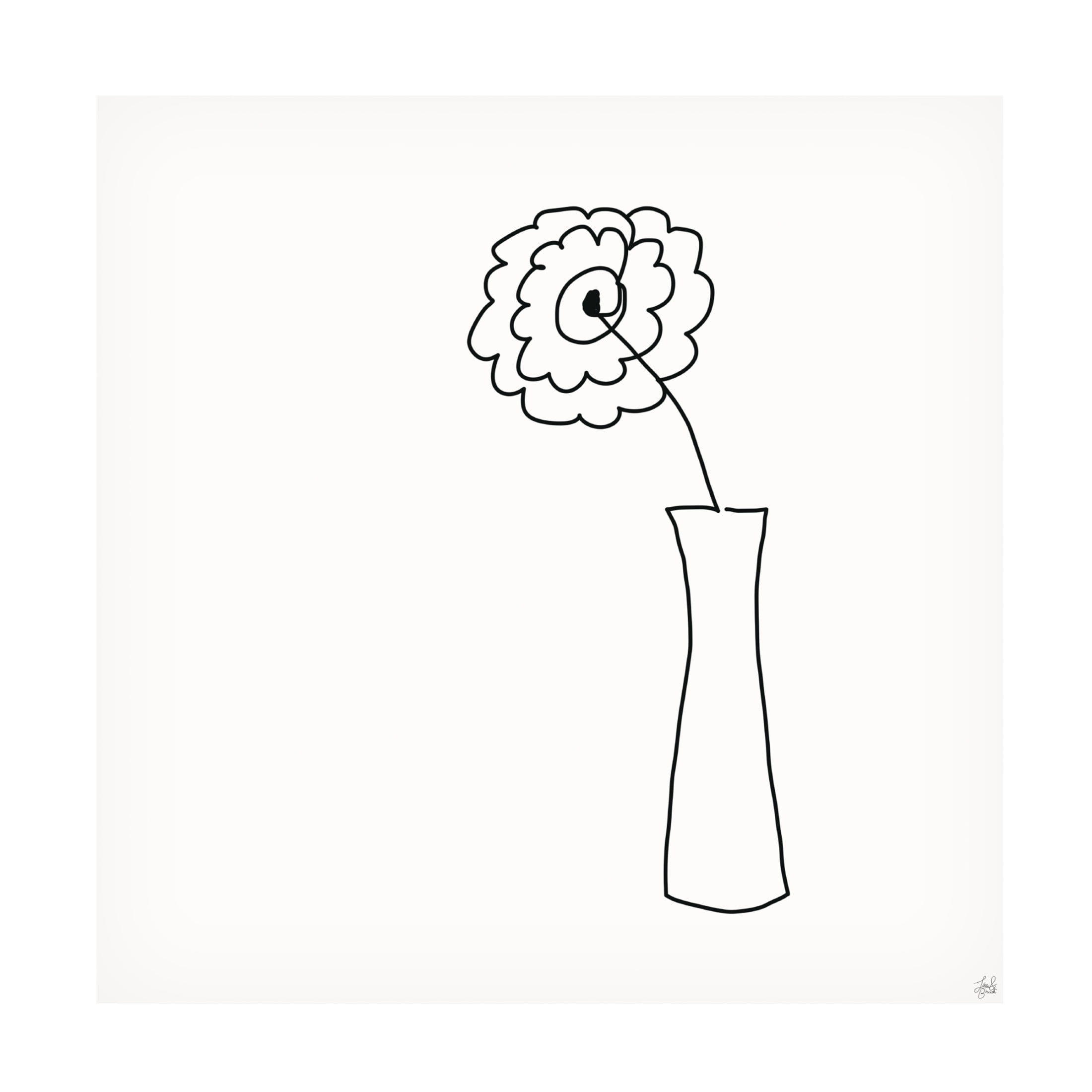 Canvas Wall Art - Line and Brush 'Floral Bouquet 4' Wall Art for Living Room, Bedroom, or Office Décor by Trademark Fine Art - 14 x 14 Inches