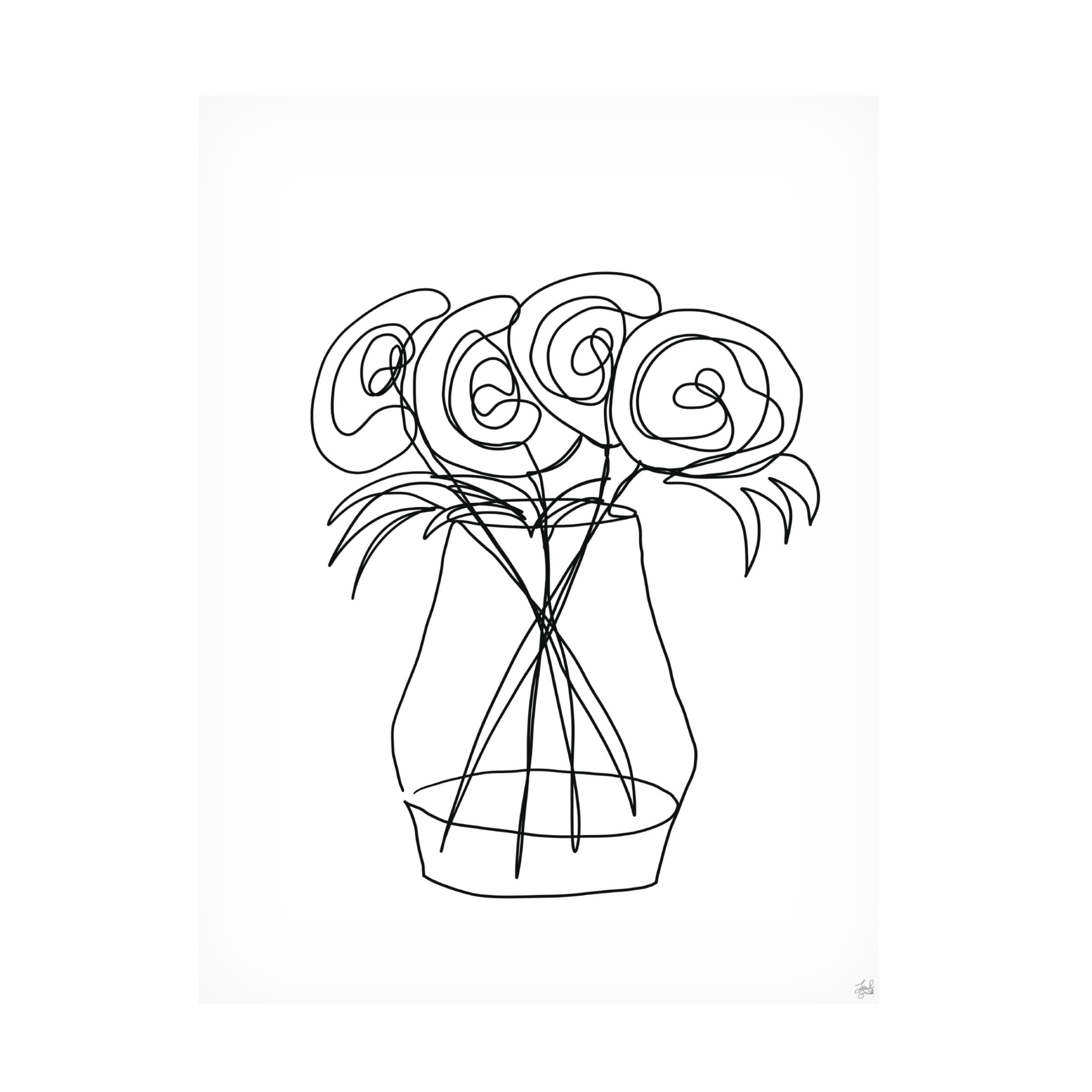 Canvas Wall Art - Line and Brush 'Floral Bunch 1' Wall Art for Living Room, Bedroom, or Office Décor by Trademark Fine Art - 24 x 32 Inches