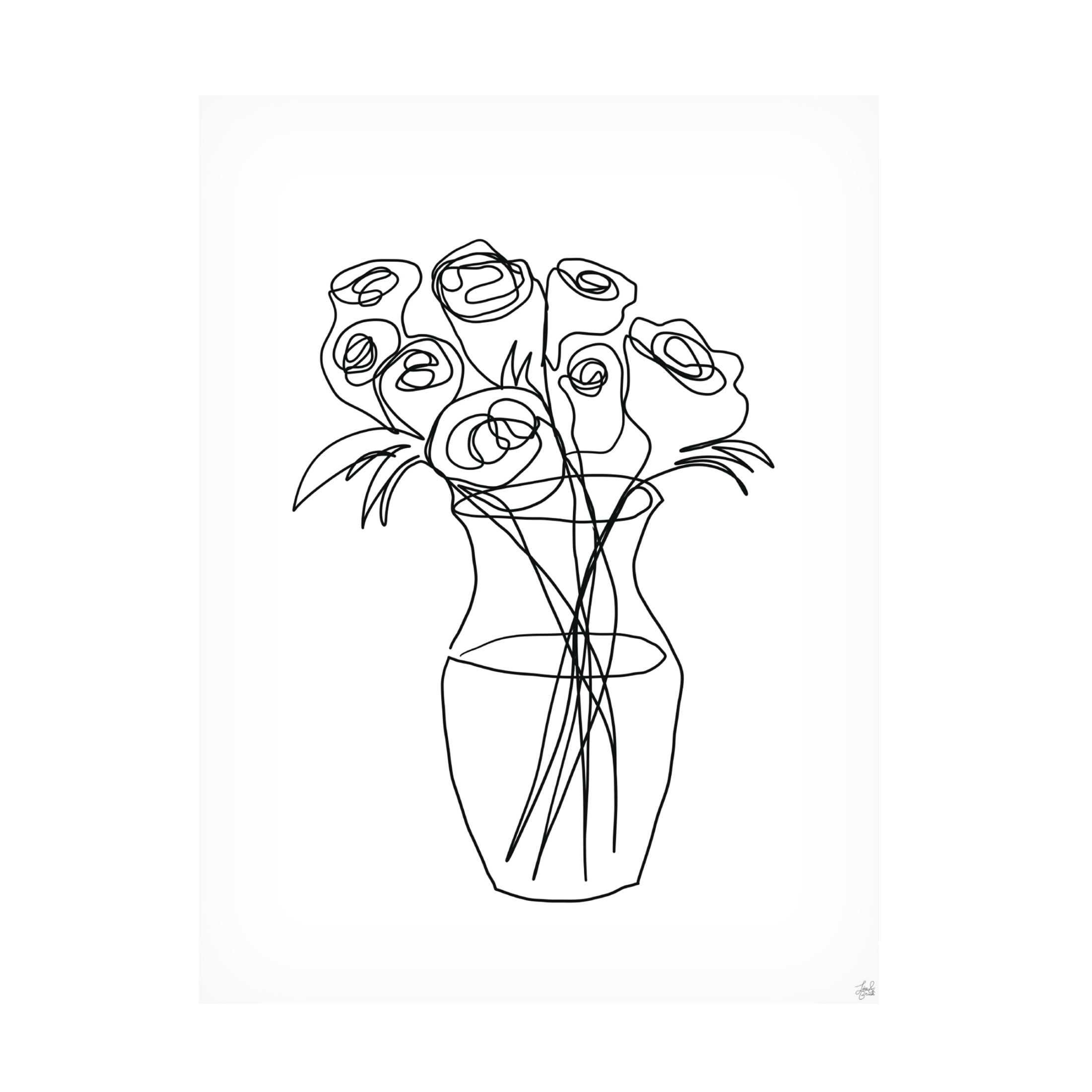 Canvas Wall Art - Line and Brush 'Floral Bunch 2' Wall Art for Living Room, Bedroom, or Office Décor by Trademark Fine Art - 18 x 24 Inches