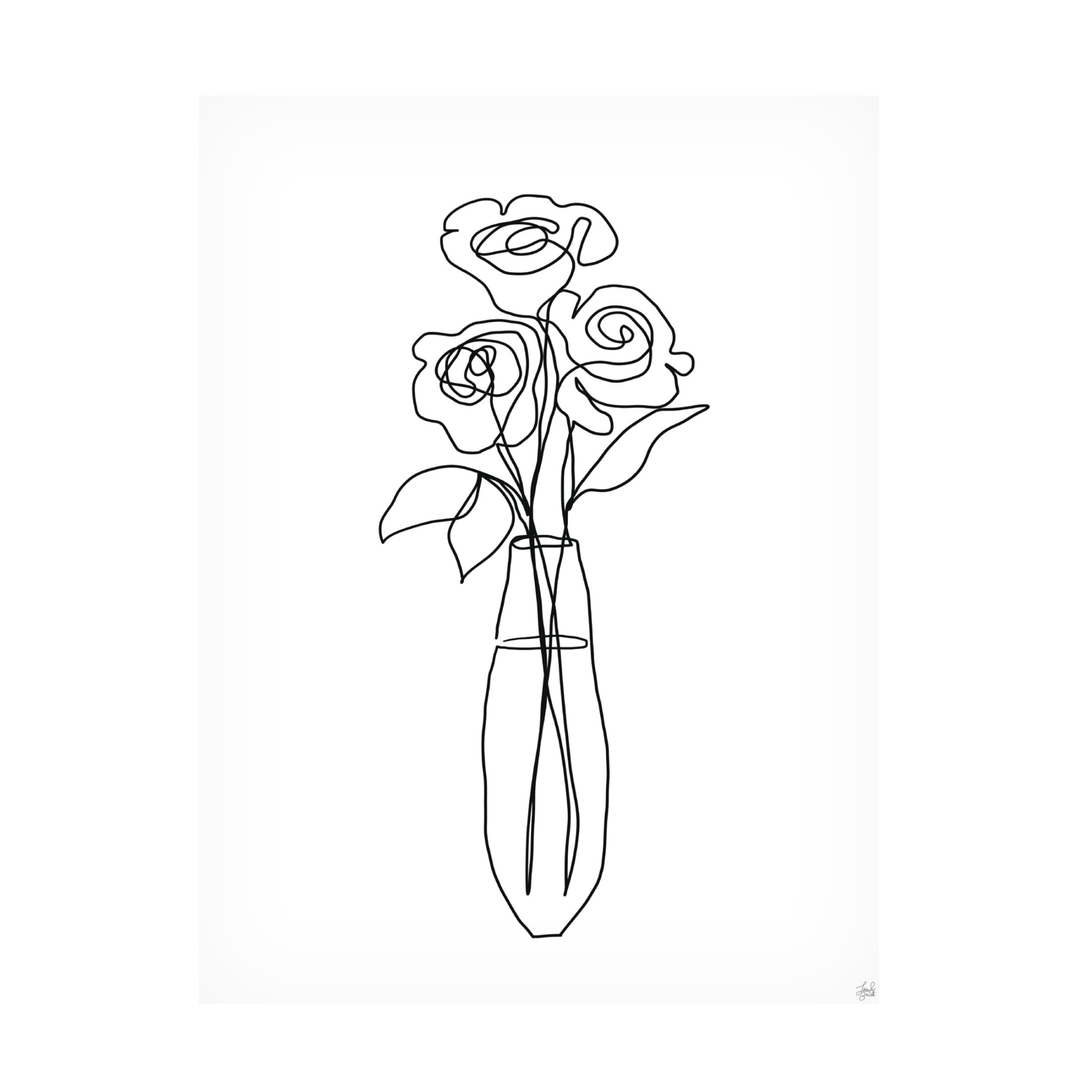 Canvas Wall Art - Line and Brush 'Floral Bunch 3' Wall Art for Living Room, Bedroom, or Office Décor by Trademark Fine Art - 18 x 24 Inches