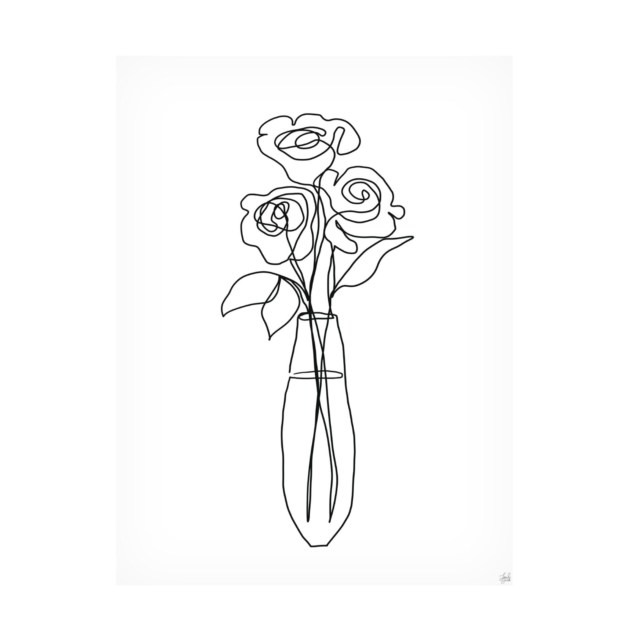 Canvas Wall Art - Line and Brush 'Floral Bunch 3' Wall Art for Living Room, Bedroom, or Office Décor by Trademark Fine Art - 24 x 32 Inches