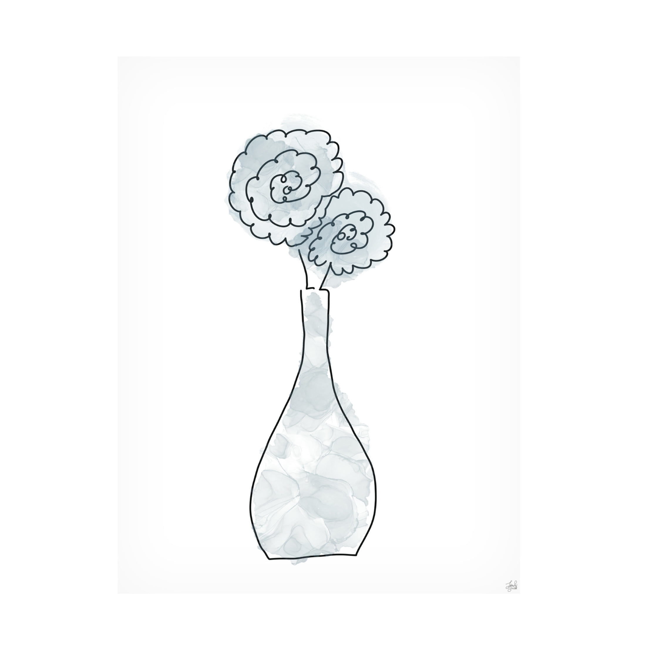 Canvas Wall Art - Line and Brush 'Floral Glass Bunch 1' Wall Art for Living Room, Bedroom, or Office Décor by Trademark Fine Art - 14 x 19 Inches