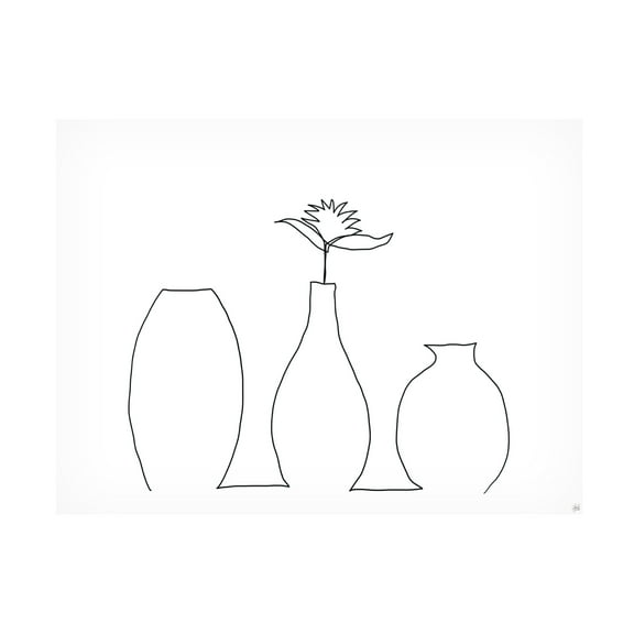 Canvas Wall Art - Line and Brush 'Floral Set Still Life 1' Wall Art for Living Room, Bedroom, or Office Décor by Trademark Fine Art - 19 x 14 Inches