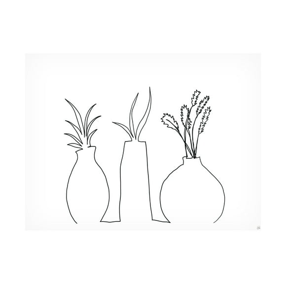 Canvas Wall Art - Line and Brush 'Floral Set Still Life 2' Wall Art for Living Room, Bedroom, or Office Décor by Trademark Fine Art - 19 x 14 Inches