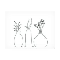 Canvas Wall Art - Line and Brush 'Floral Set Still Life 2' Wall Art for Living Room, Bedroom, or Office Décor by Trademark Fine Art - 19 x 14 Inches