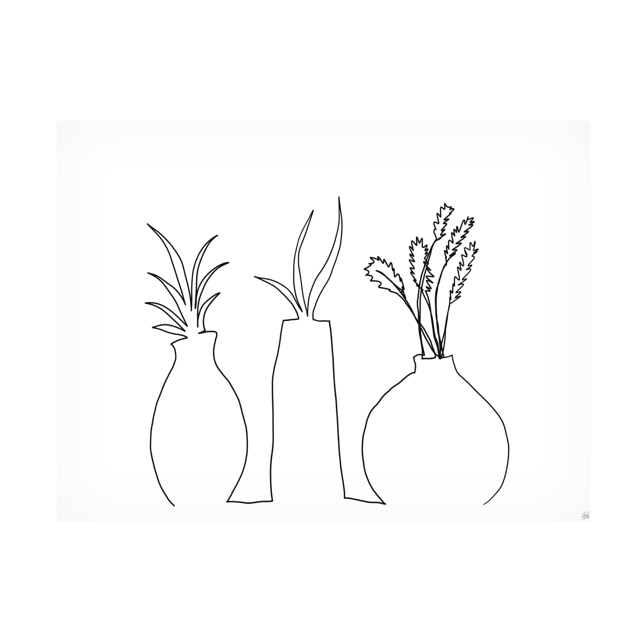 Canvas Wall Art - Line and Brush 'Floral Set Still Life 2' Wall Art for Living Room, Bedroom, or Office Décor by Trademark Fine Art - 47 x 35 Inches