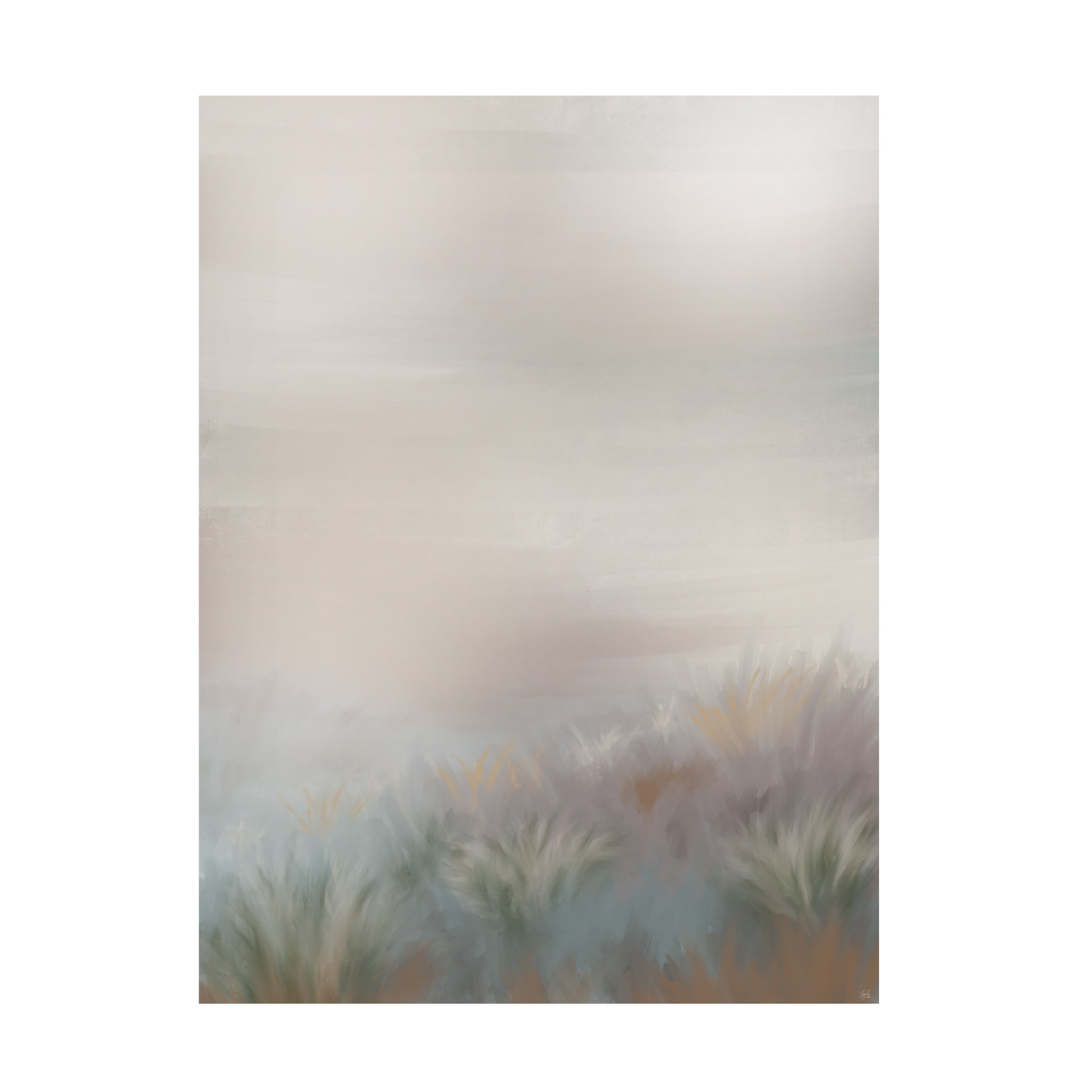 Canvas Wall Art - Line and Brush 'Grass And Fog' Wall Art for Living Room, Bedroom, or Office Décor by Trademark Fine Art - 24 x 32 Inches