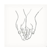 Canvas Wall Art - Line and Brush 'Holding Hands 3' Wall Art for Living Room, Bedroom, or Office Décor by Trademark Fine Art - 14 x 14 Inches