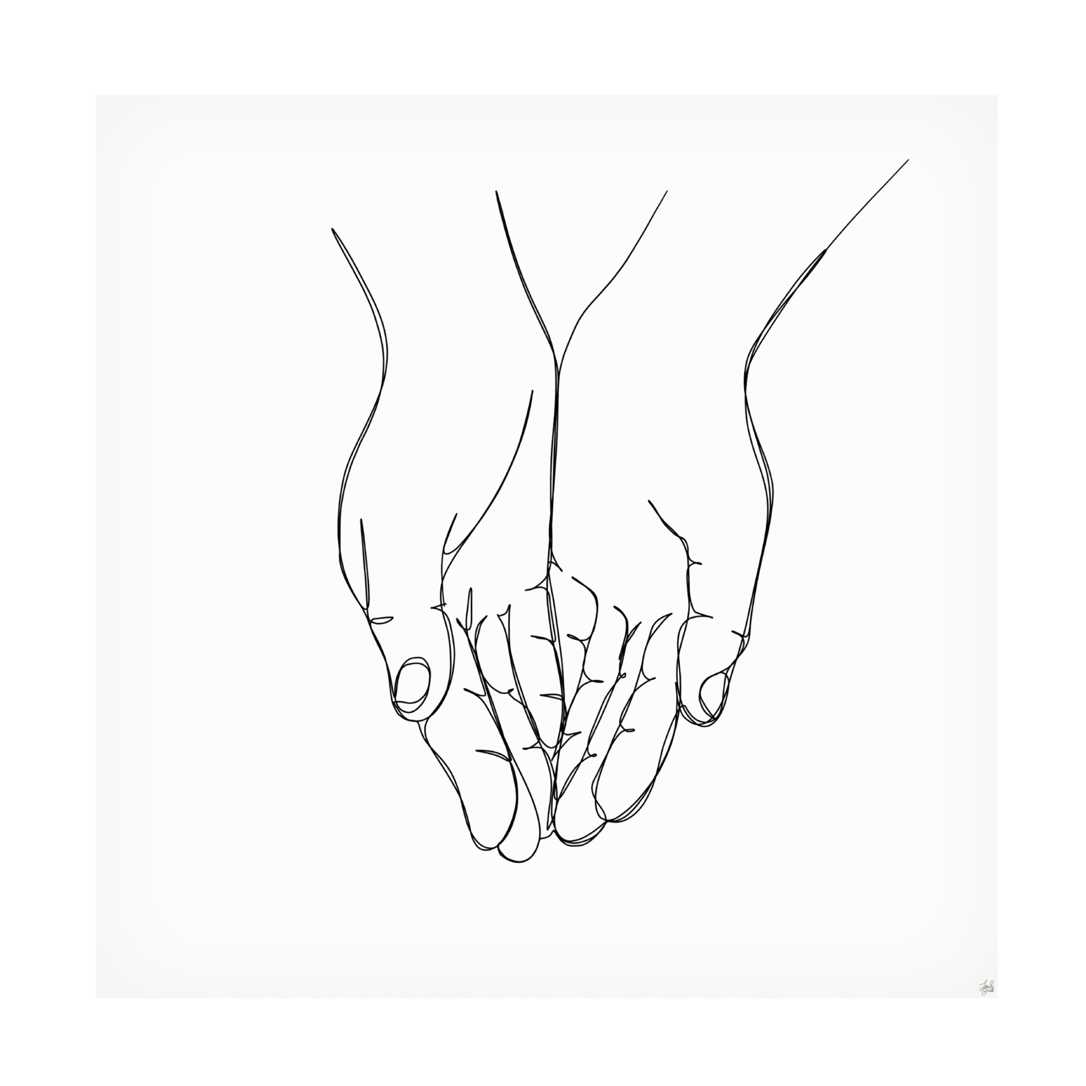 Canvas Wall Art - Line and Brush 'Holding Hands 3' Wall Art for Living Room, Bedroom, or Office Décor by Trademark Fine Art - 18 x 18 Inches