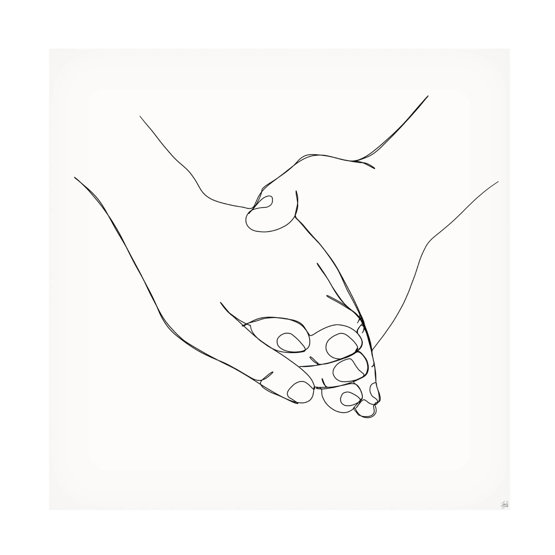 Canvas Wall Art - Line and Brush 'Holding Hands 4' Wall Art for Living Room, Bedroom, or Office Décor by Trademark Fine Art - 35 x 35 Inches