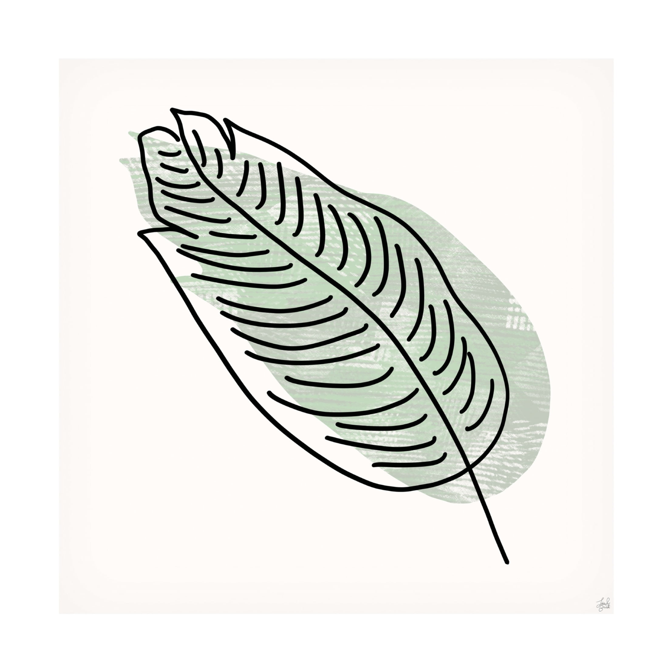 Canvas Wall Art - Line and Brush 'Leaf N Stamp 2' Wall Art for Living Room, Bedroom, or Office Décor by Trademark Fine Art - 18 x 18 Inches