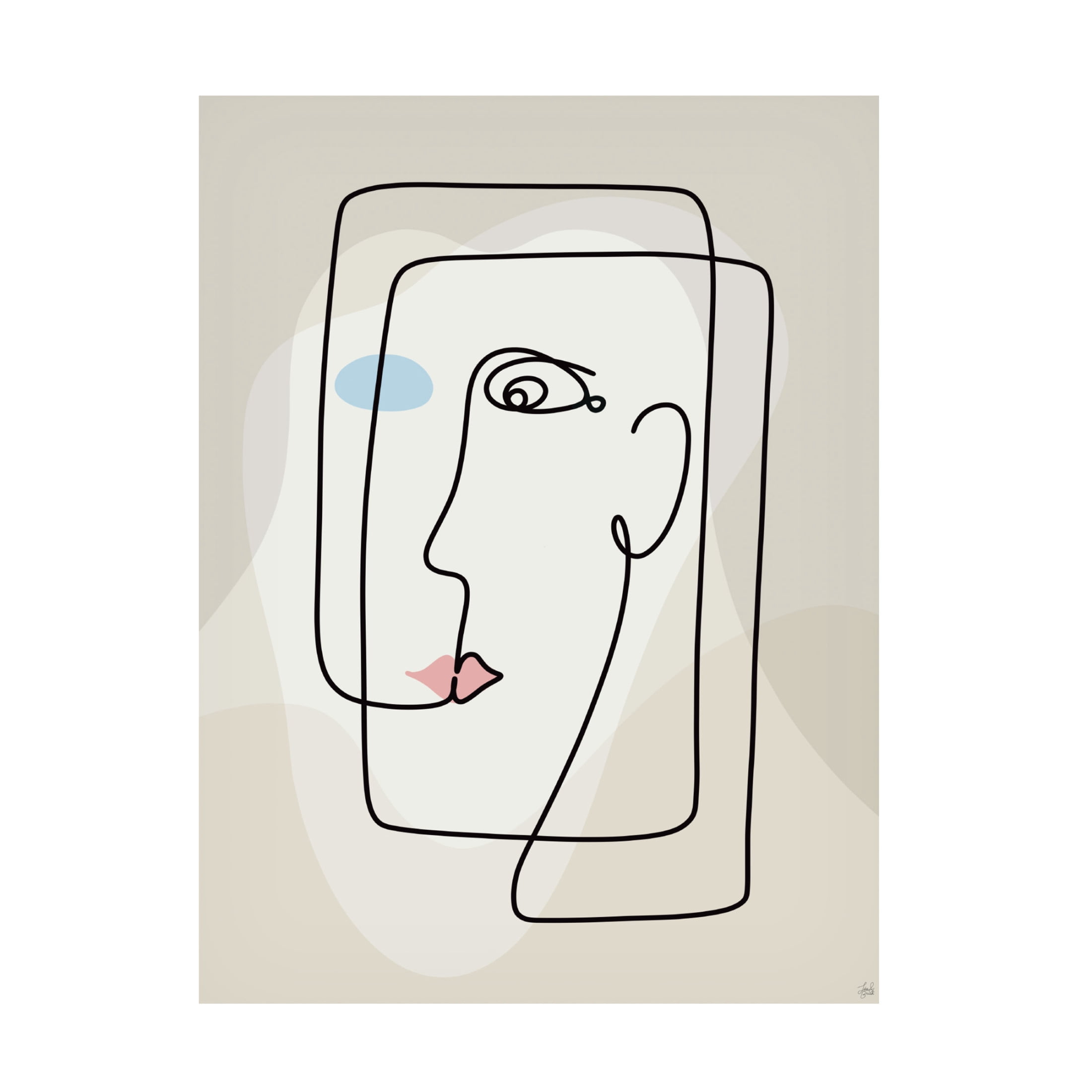 Canvas Wall Art - Line and Brush 'Line And Face 1' Wall Art for Living Room, Bedroom, or Office Décor by Trademark Fine Art - 14 x 19 Inches