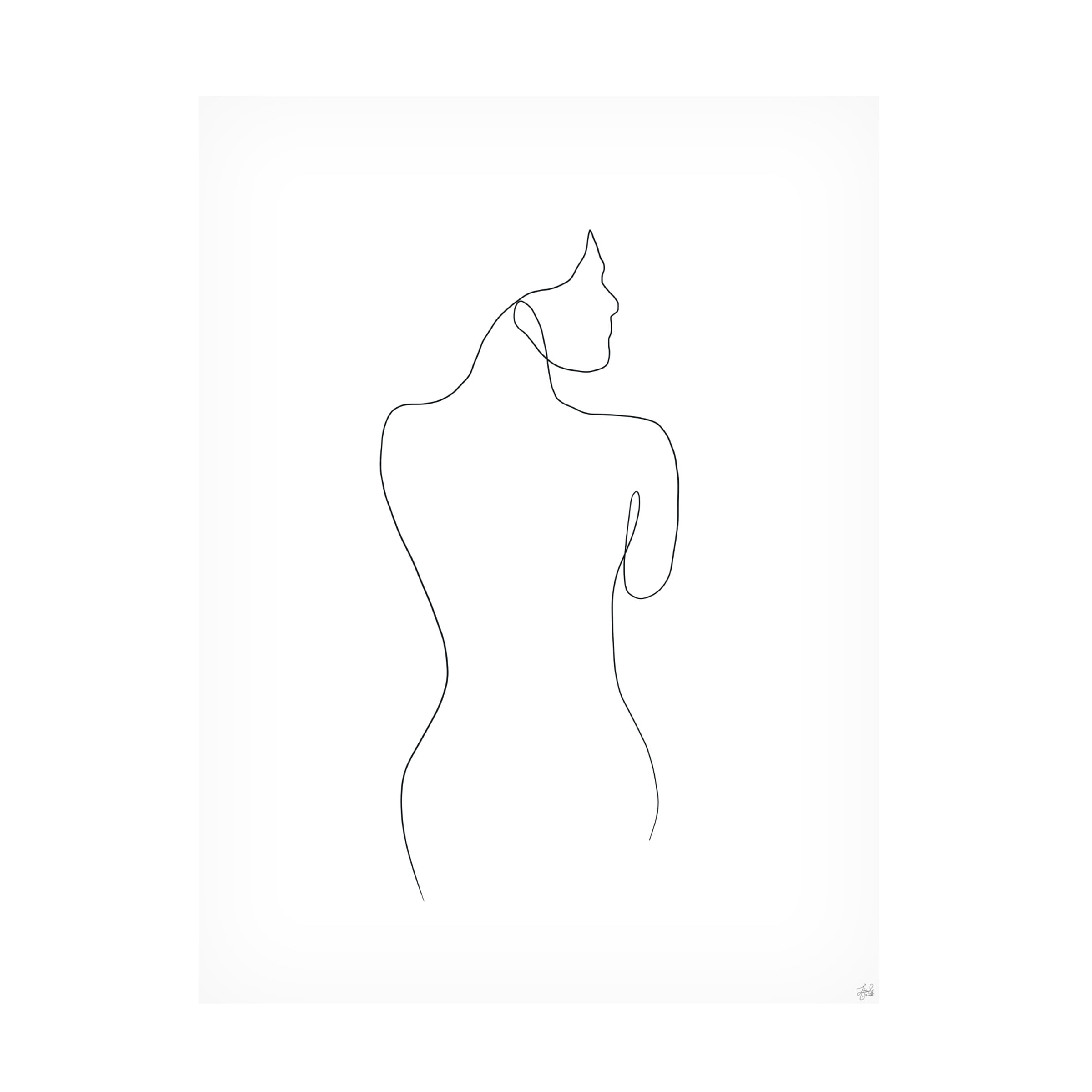 Canvas Wall Art - Line and Brush 'Line Female Back 1' Wall Art for Living Room, Bedroom, or Office Décor by Trademark Fine Art - 18 x 24 Inches