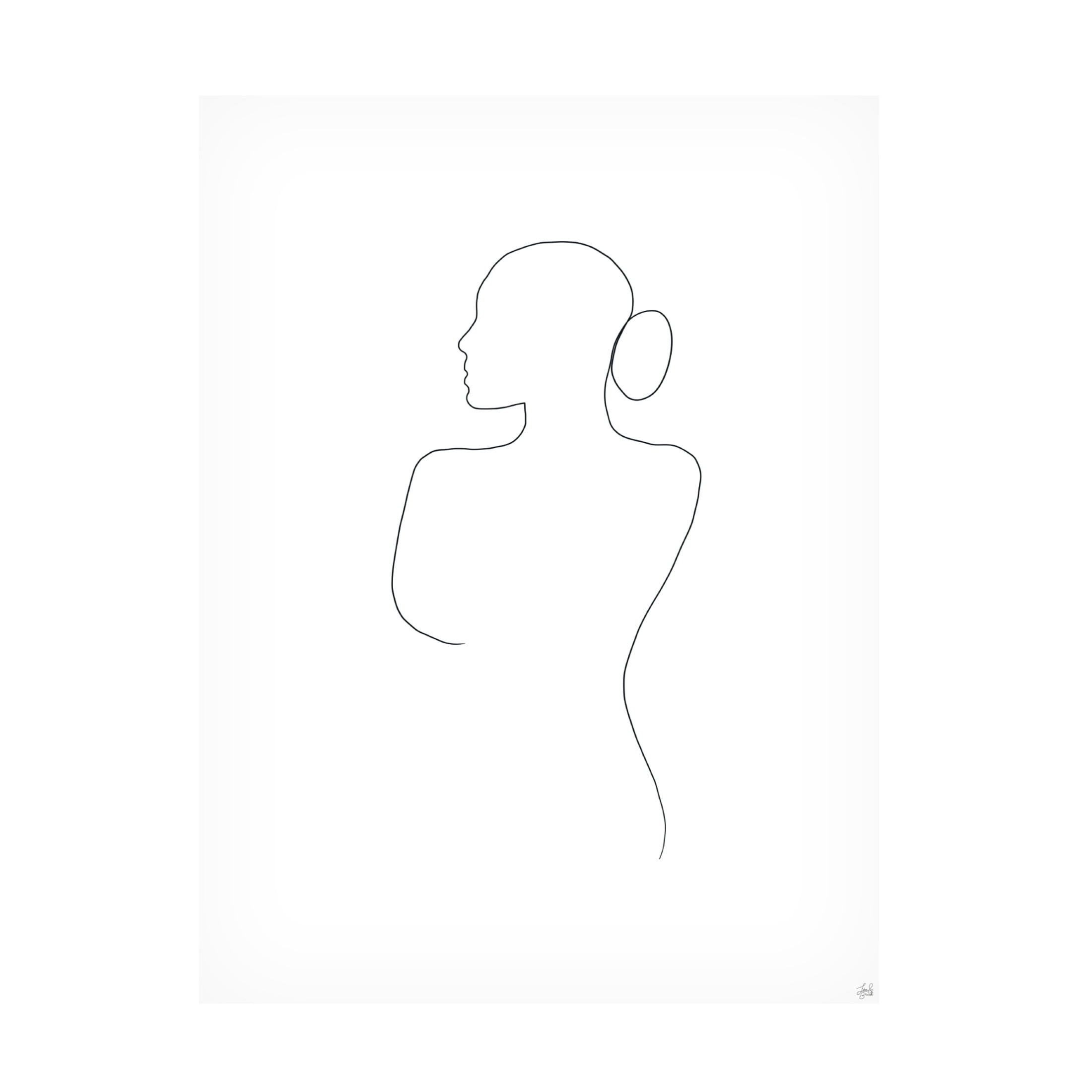 Canvas Wall Art - Line and Brush 'Line Female Back 2' Wall Art for Living Room, Bedroom, or Office Décor by Trademark Fine Art - 18 x 24 Inches