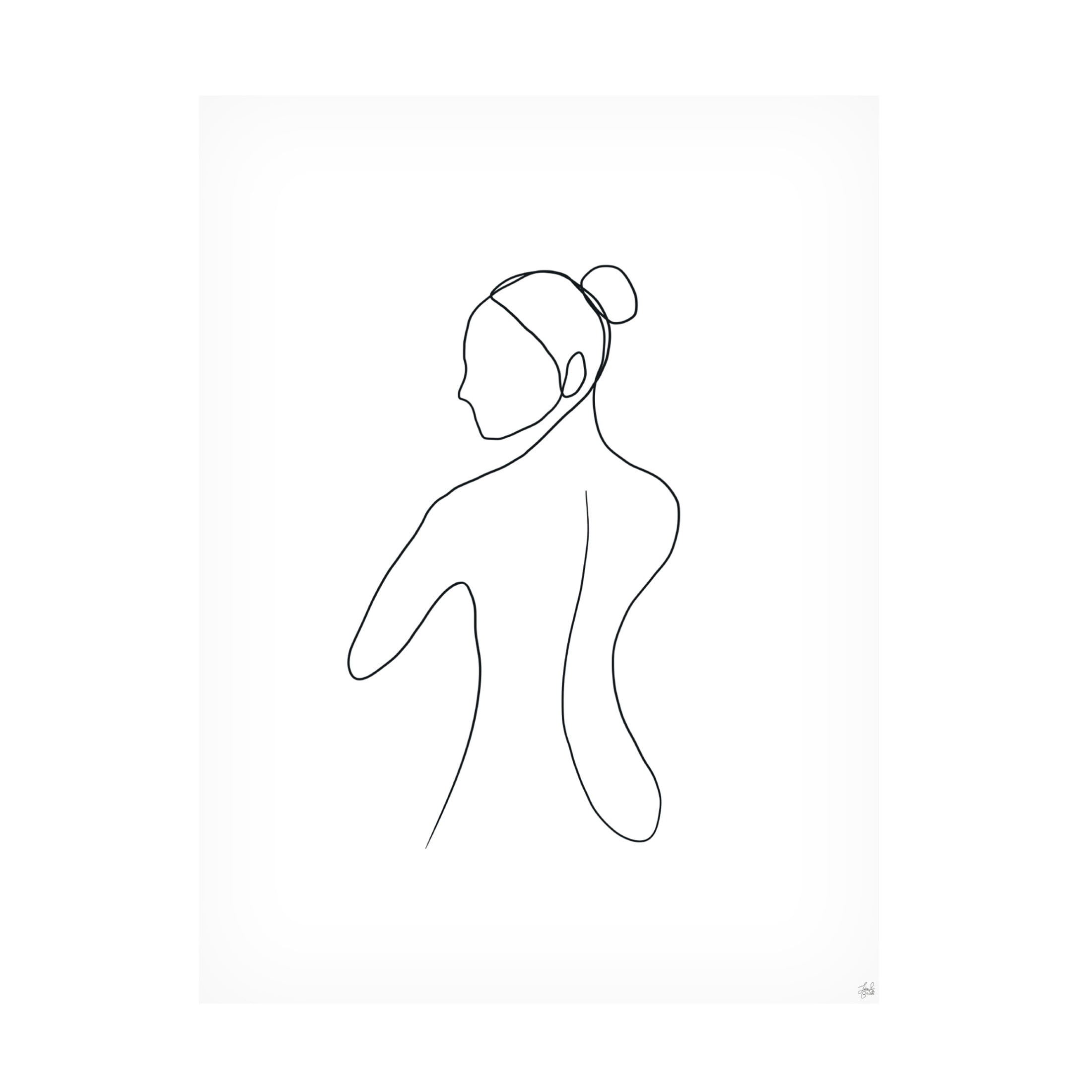 Canvas Wall Art - Line and Brush 'Line Female Back 3' Wall Art for Living Room, Bedroom, or Office Décor by Trademark Fine Art - 14 x 19 Inches