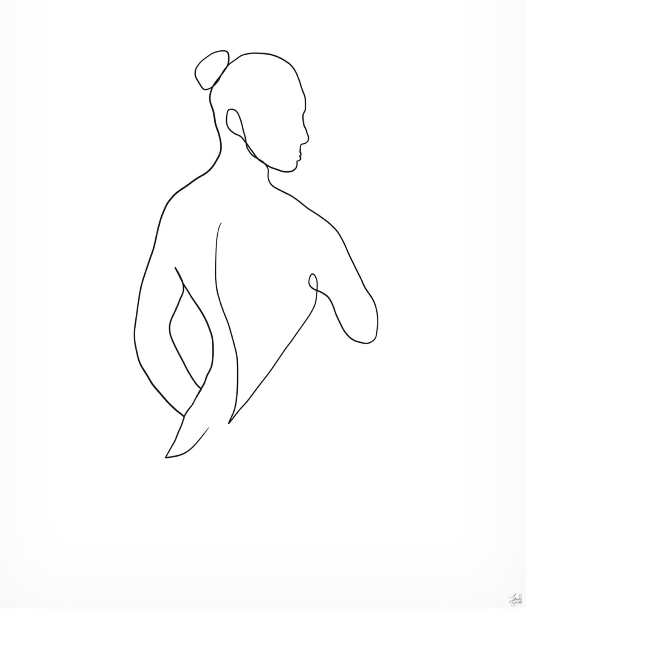 Canvas Wall Art - Line and Brush 'Line Female Back 4' Wall Art for Living Room, Bedroom, or Office Décor by Trademark Fine Art - 14 x 19 Inches