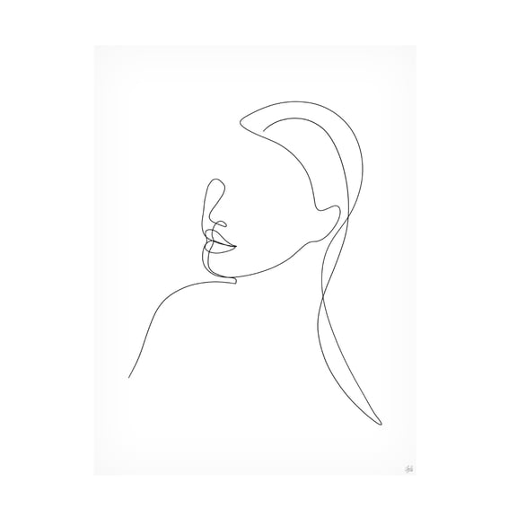 Canvas Wall Art - Line and Brush 'Line Lady Portrait 1' Wall Art for Living Room, Bedroom, or Office Décor by Trademark Fine Art - 24 x 32 Inches