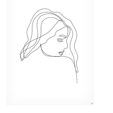 Canvas Wall Art - Line and Brush 'Line Lady Portrait 3' Wall Art for Living Room, Bedroom, or Office Décor by Trademark Fine Art - 14 x 19 Inches